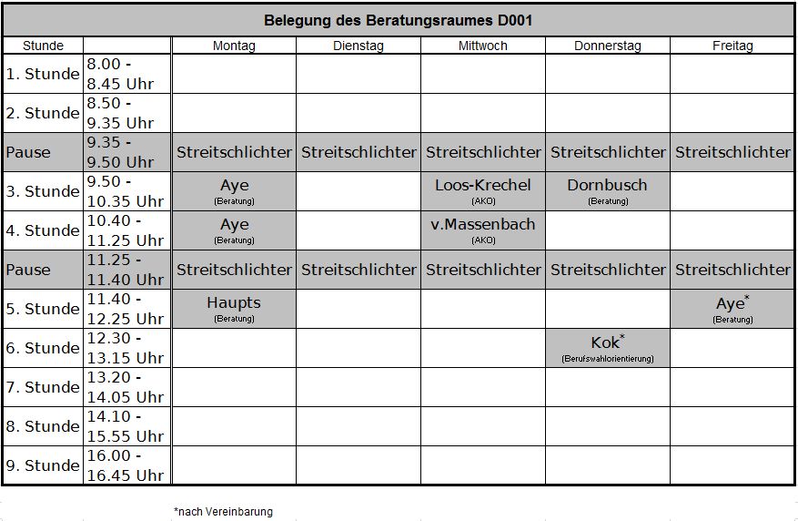 Beratungstermine Beratungstermine 2011